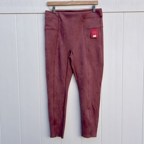 NWT Spanx Faux Suede Leggings in a Dusty Pink Color Size XL Petite - Picture 1 of 8